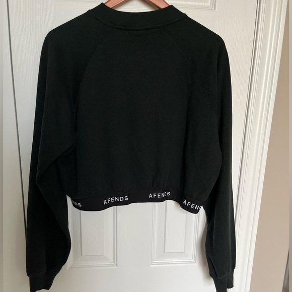 NWT Afends Hemp Homebase Cropped Long sleeved Black Sweater Sz 4 or Small - Picture 3 of 12